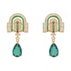 Latelita Women's Gold / Green / White Savoy Art Deco  Drop Earrings Emerald Gold In Multi