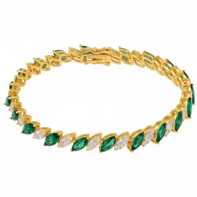 Latelita Women's Gold / Green / White Viscountess Tennis Bracelet Emerald Gold