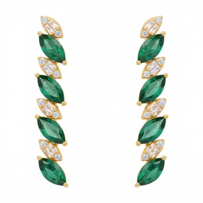 Latelita Women's Gold / Green / White Viscountess Tennis Drop Earrings Emerald Gold