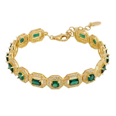Latelita Women's Gold / Green / White Whistledown Emerald Gemstone Bracelet Gold