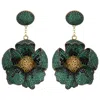 Latelita Women's Gold / Green / Yellow Poppy Flower Drop Earrings Emerald Gold