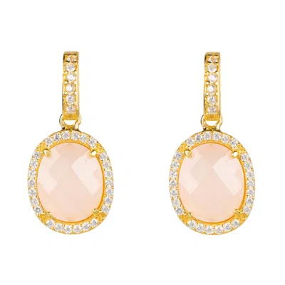Latelita Women's Gold / Neutrals Beatrice Oval Gemstone Drop Earrings Gold Rose Quartz