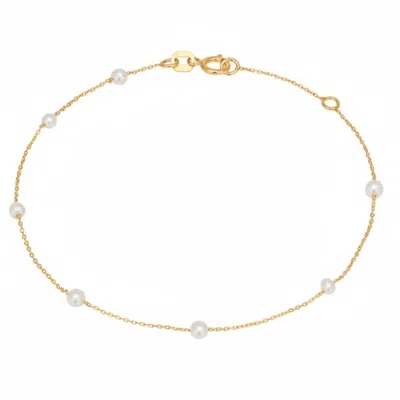 Latelita Women's Gold / Neutrals Solid 14k Gold Natural Spaced Pearl Bracelet