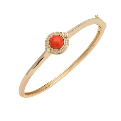 Latelita Women's Gold / Orange / White Clara Bow Bangle Coral Gold