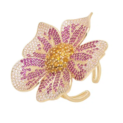 Latelita Women's Gold / Pink Pansy Pink Ring Gold In Multi