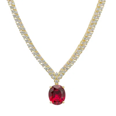 Latelita Women's Gold / Pink / Purple Garbo Oval Gemstone Tennis Necklace Ruby Gold In Multi
