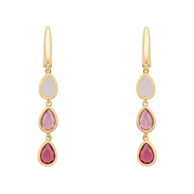 Latelita Women's Gold / Pink Sardinia Triple Teardrop Earrings Gold The Pinks In Multi