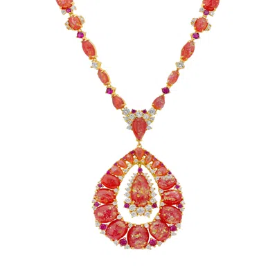 Latelita Women's Gold / Pink / White Paloma Pink Opal Statement Necklace Gold In Multi