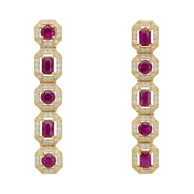 Latelita Women's Gold / Red / Pink Whistledown Ruby Gemstone Earrings Gold