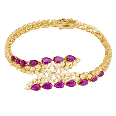 Latelita Women's Gold / Red / White Baroness Tennis Bracelet Ruby Gold