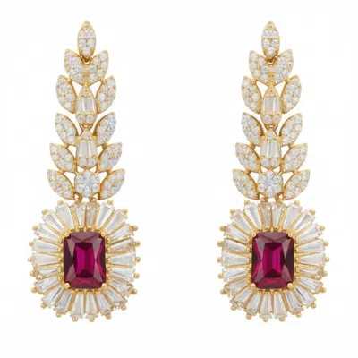 Latelita Women's Gold / Red / White Countess Gemstone Drop Earrings Ruby Gold In Multi