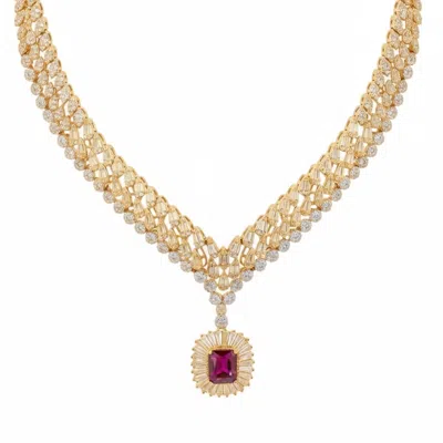 Latelita Women's Gold / Red / White Countess Statement Ruby Necklace Gold In Multi