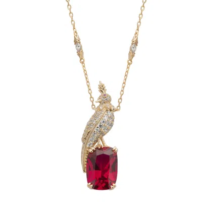 Latelita Women's Gold / Red / White Crested Love Bird Pendant Necklace Ruby Gold