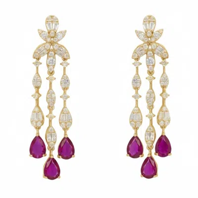 Latelita Women's Gold / Red / White Duchess Ruby Drop Earrings Gold