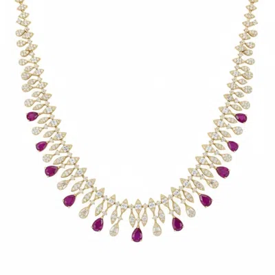 Latelita Women's Gold / Red / White Duchess Ruby Statement Necklace Gold
