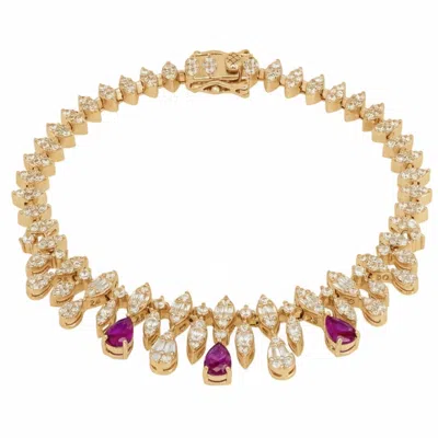 Latelita Women's Gold / Red / White Duchess Ruby Tennis Bracelet Gold