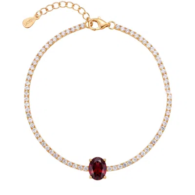 Latelita Women's Gold / Red / White Garbo Oval Gemstone Tennis Bracelet Ruby Gold In Gold/red/white