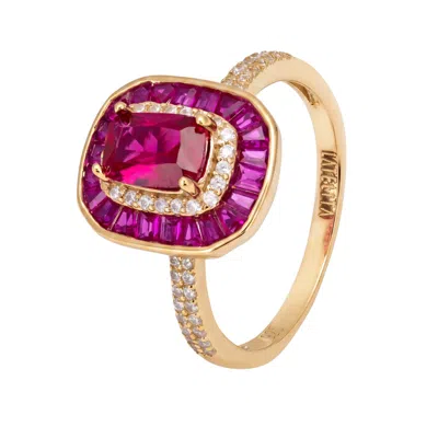 Latelita Women's Gold / Red / White Great Gatsby Ruby Cocktail Ring Gold In Gold/red/white