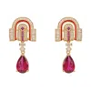 Latelita Women's Gold / Red / White Savoy Art Deco  Drop Earrings Ruby Gold In Gold