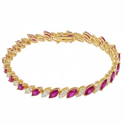 Latelita Women's Gold / Red / White Viscountess Tennis Bracelet Ruby Gold