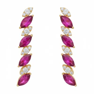 Latelita Women's Gold / Red / White Viscountess Tennis Drop Earrings Ruby Gold In Multi