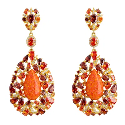Latelita Women's Gold / Red / Yellow Fernanda Fire Opal Drop Earrings Gold
