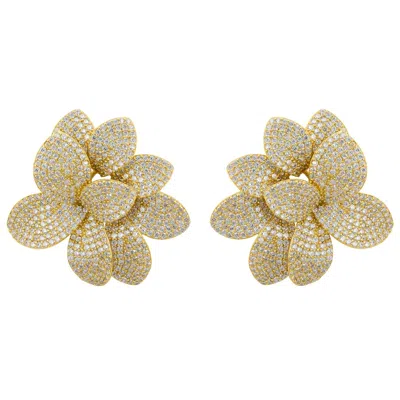 Latelita Women's Gold / White Amaryllis Flower Large Stud Earrings Gold In Multi