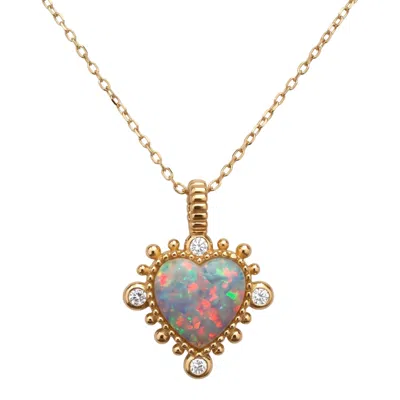 Latelita Women's Gold / White Angelique White Opal Heart Pendant Necklace Gold In Gold/white