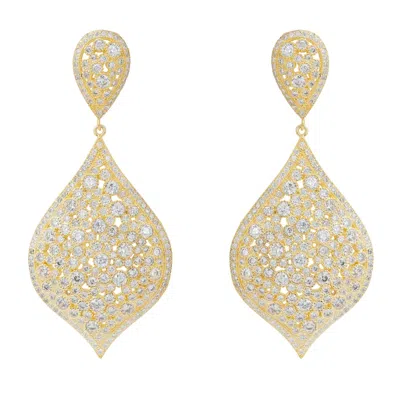 Latelita Women's Gold / White Arabian Nights Clip On Drop Earrings Gold White In Multi