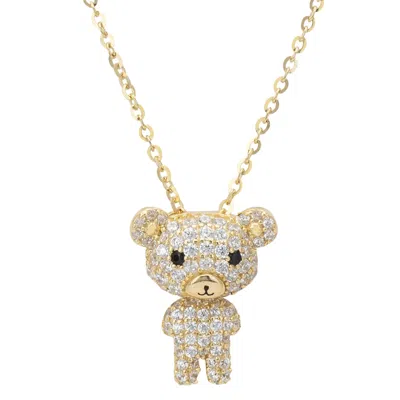 Latelita Women's Gold / White Bear Pendant Necklace Gold In Multi