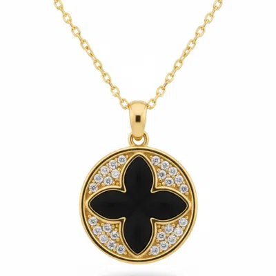 Latelita Women's Gold / White / Black Florentine Clover Necklace Gold