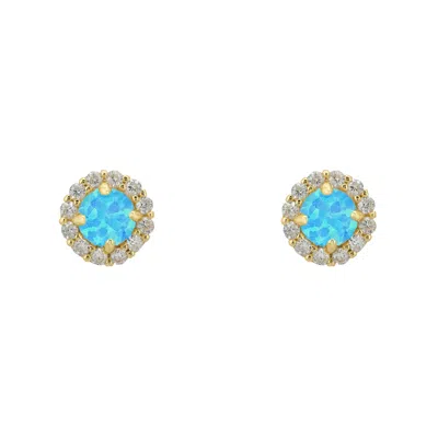 Latelita Women's Gold / White / Blue Crown Blue Opal Stud Earrings Gold In Multi