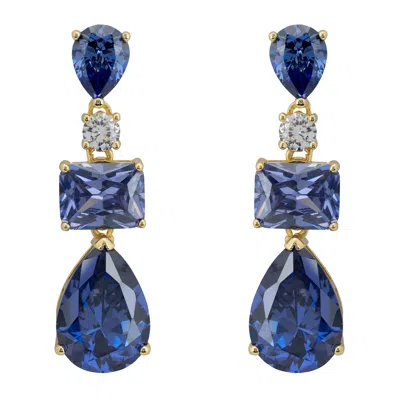 Latelita Women's Gold / White / Blue Valentina Drop Earrings Gold Tanzanite