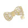 Latelita Women's Gold / White Bow And Clover Baguette Pin Brooch Gold