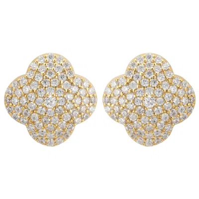 Latelita Women's Gold / White Byzantine Clover Flower Stud Earrings Gold