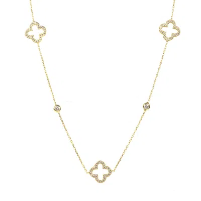 Latelita Women's Gold / White Byzantine Clover Necklace Long Gold In Multi