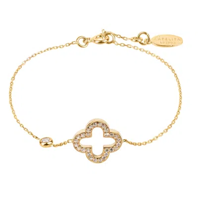 Latelita Women's Gold / White Byzantine Open Clover Bracelet Gold In Multi