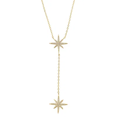 Latelita Women's Gold / White Double Starburst Drop Necklace Gold