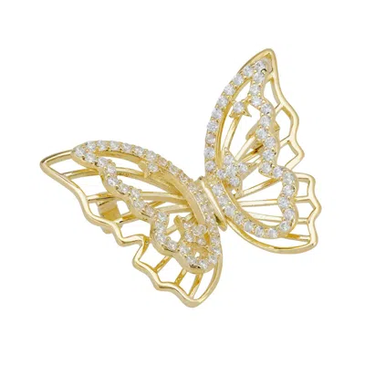 Latelita Women's Gold / White Filigree Butterfly Brooch Gold