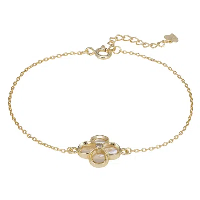 Latelita Women's Gold / White Flower Clover Bracelet Mother Of Pearl Gold In Multi