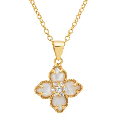 Latelita Women's Gold / White Flower Clover Mother Of Pearl Pendant Necklace Gold In Multi