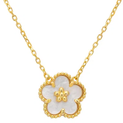 Latelita Women's Gold / White Flower Clover Necklace Mother Of Pearl Gold In Multi