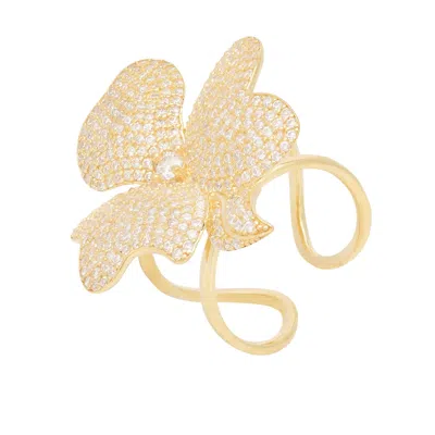 Latelita Women's Gold / White Flower Cocktail Ring Gold In Multi