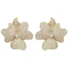 Latelita Women's Gold / White Flower Large Stud Clip On Earrings Gold