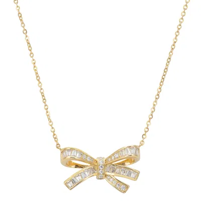 Latelita Women's Gold / White Forever Tied Bow Pendant Necklace Gold In Multi