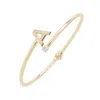 Latelita Women's Gold / White Initial Bangle Gold A