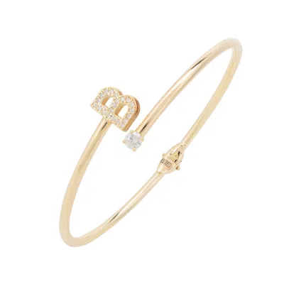 Latelita Women's Gold / White Initial Bangle Gold B