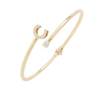 Latelita Women's Gold / White Initial Bangle Gold C In Multi