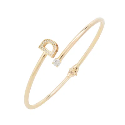 Latelita Women's Gold / White Initial Bangle Gold D