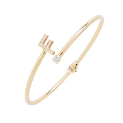 Latelita Women's Gold / White Initial Bangle Gold F In Multi